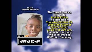 Anniya Edwin ~ Short Obituary