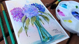How To Paint Hydrangea Flowers Beginner Watercolor Tutorial