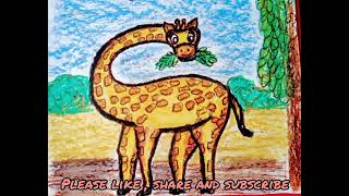 G for Giraffe in 1 minute !with oil pastel !animal drawing with oil pastel ! for #kindergarten #kids