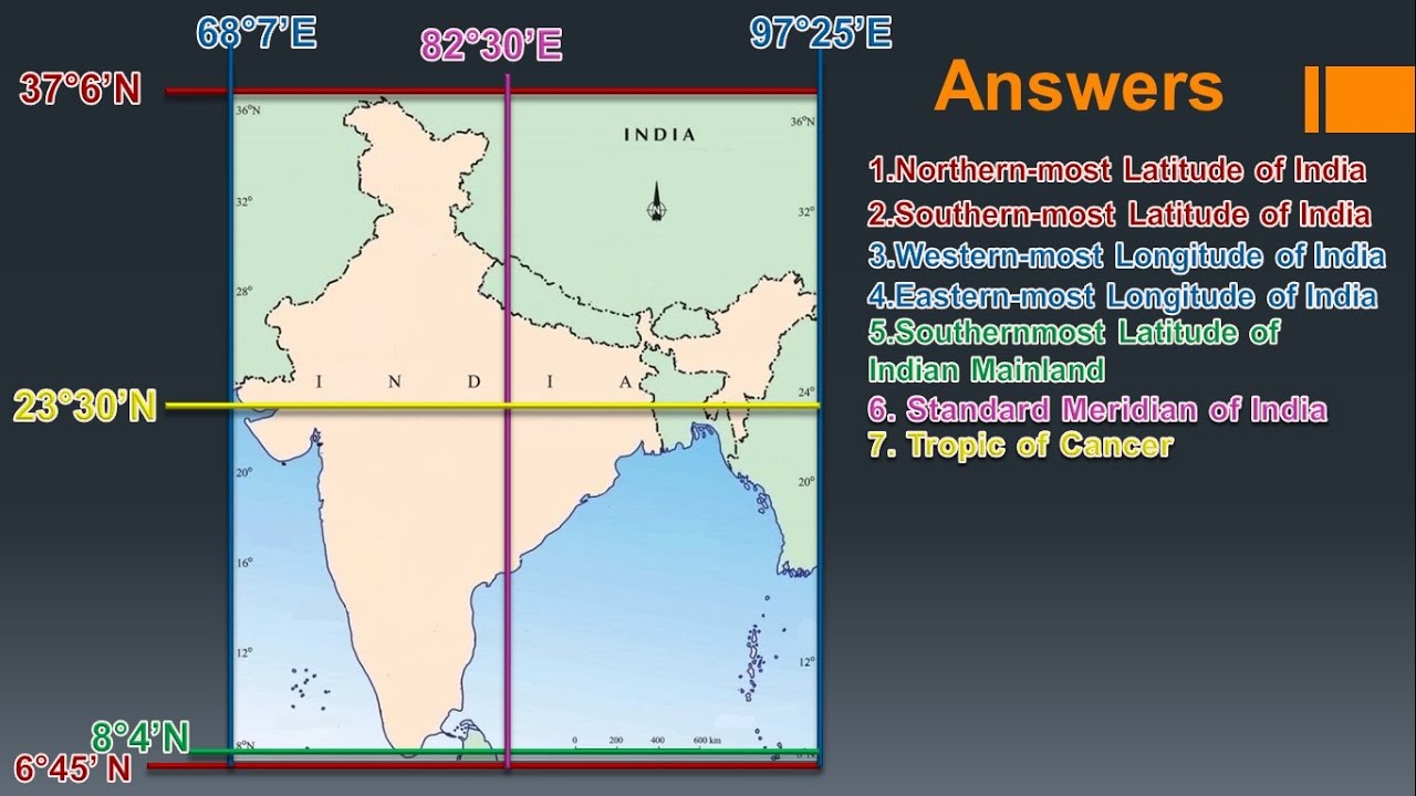 India Map With Latitude And Longitude Lines