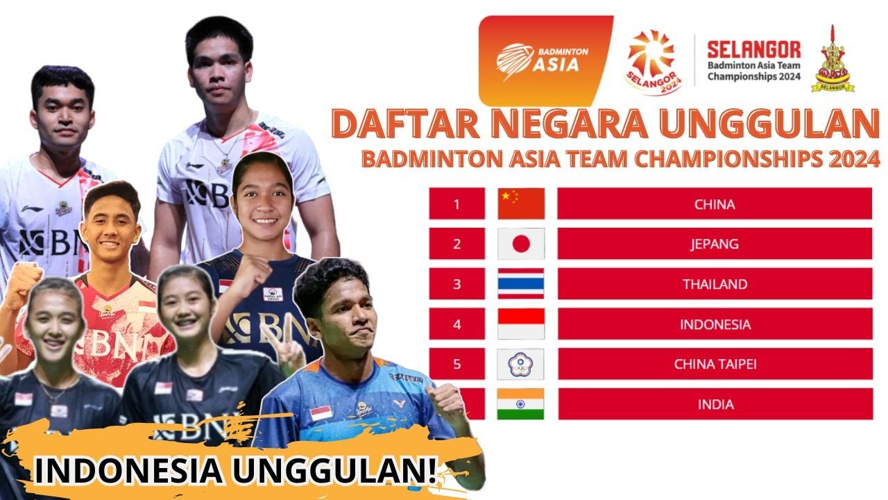 DAFTAR UNGGULAN BADMINTON ASIA TEAM CHAMPIONSHIPS 2024~INDONESIA ...