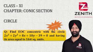 Find EOC concentric with the circle 𝟐𝒙^𝟐+𝟐𝒚^𝟐+𝟖𝒙+𝟏𝟎𝒚−𝟑𝟗=𝟎 and having its area equal to 𝟏𝟔𝝅 sq. units