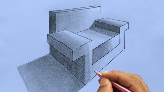 How to Draw using Two-Point Perspective: Draw a Sofa Chair Step by Step