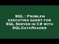 SQL : Problem executing query for SQL Server in C# with SQLDataReader
