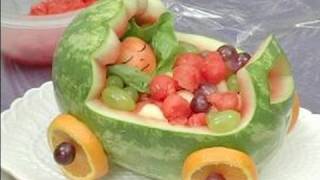 How to Carve Fruit Centerpieces : Displaying A Baby Stroller Fruit Centerpiece