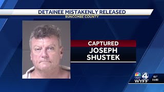 Inmate in Buncombe County captured after being mistakenly released, deputies say
