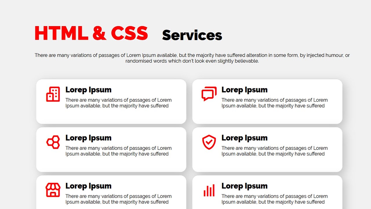 Our Services Page In HTML And CSS | Responsive Our Services Page Using ...