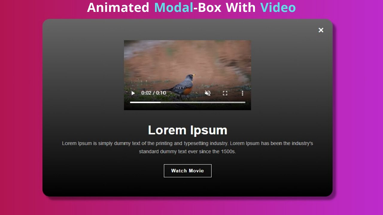 Animated Modal-Box With Trailer Video (Easily) Using HTML & CSS ...