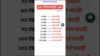 কত বছর পূর্তিকে কোন জয়ন্তী বলা হয় | 50 বছর পূর্তিকে কোন জয়ন্তী বলা হয় | #education #shorts