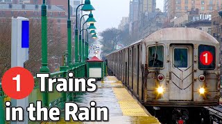 ⁴ᴷ⁶⁰ R62A 1 Trains in the Rain at 125th Street