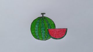 สอนวาดรูประบายสีแตงโมแบบง่าย​ๆ🍉Drawing​ Watermelon  coloring​ Pages​ .