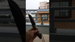 土佐黒鳥 紐巻き 黒打ち 鉄鋼青二鋼 共柄 アウトドア用 ナイフ 4寸 | Outdoor Knife Tosa Kurotori Aogami II Kurouchi 120mm