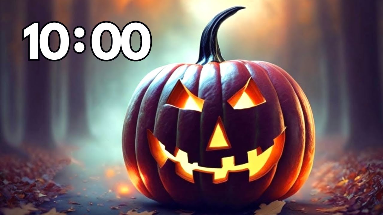 10 Minute Halloween Timer With Halloween Music Spooky Pumpkin Youtube