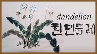 [한국화/문인화] 흰 민들레 그리기 / 민들레 홀씨 그림