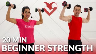 20 Min Full Body Dumbbell Workout for Beginners - Beginner Strength Training at Home with Weight