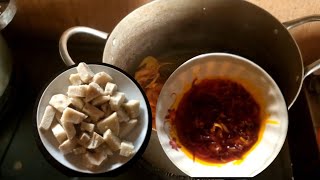 Africa village life #cooking traditional yam and palm oil never gets old.