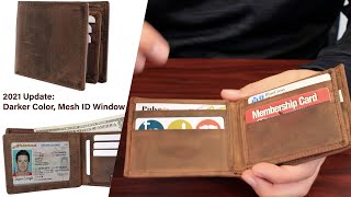 RFID-Blocking Bifold Wallet: Vintage Brown Genuine Leather