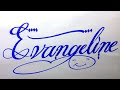 Evangeline Name Signature Calligraphy Status | How to Cursive write with cut Marker #evangeline