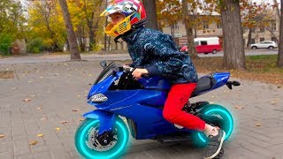 Funny Kids Ride on Sportbike / Unboxing and Assembling new Cross Bike for Children