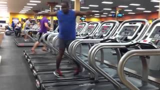 Man dancing on treadmill