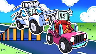 STUNT JUMP RACE IN MINI CARS! (Lego Brick Rigs)