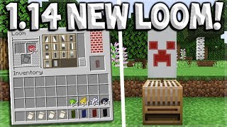 Minecraft 1.14 Update - NEW Village & Pillage LOOM Crafting Block How To Make Banners In Seconds