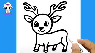 HOW TO DRAW A CUTE DEER EASY | KAWAII | HOW TO DRAW A DEER | DRAWING | Draw | Wow Draw Cute Things