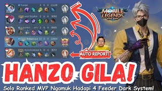 Hanzo Gila! Solo Ranked MVP Ngamuk Hadapi 4 Feeder Dark System! Build dan Emblem Hanzo Tersakit!