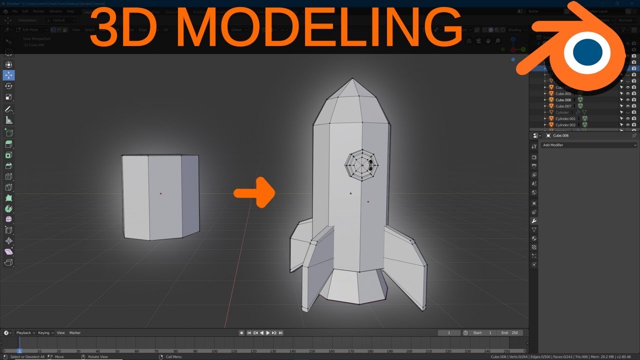 Blender 2.8 For Beginners: 3D Modeling - YouTube