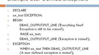 PL/SQL User Defined Exceptions