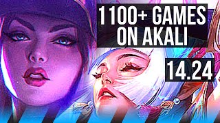 AKALI vs SYNDRA (MID) | 1100+ games | KR Master | 14.24