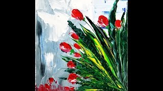 Viewers Choice Easy Floral Abstract Art / Acrylics / Satisfying  - Tulip Bouquet - Demo #9 of 115
