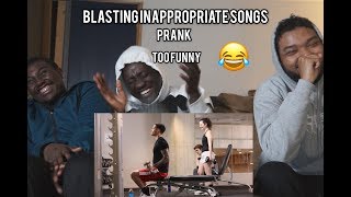 Blasting INAPPROPRIATE Songs in the Gym PRANK | Reaction