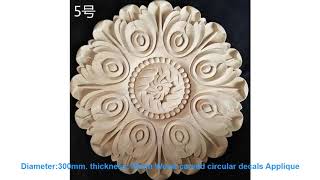 Diameter:300mm. thickness:15mm Wood carved circular decals Applique