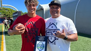 Gridiron Performance Academy MVP 2023 Romeo Ortiz Quarterback Kailua Highschool C/O 2025