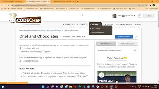 Codechef Solution Chef and Chocolates Problem Code: CHEFCHOCO