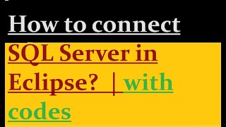 connect sql server with eclipse