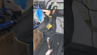 Hawk Machine Gun Kick on Treadmill #martialarts #cobrakai #shorts