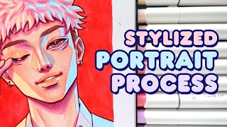 Draw A Stylized Portrait Step by Step with Ohuhu Markers