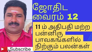 ஜோதிட வைரம்:12 பதினொன்றாம் அதிபதி மற்ற 12 பாவகங்களில் நிற்பதால் ஏற்படும் பலன்கள்