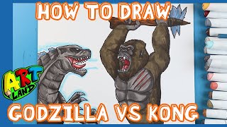 How to Draw KONG RAISING HIS AXE AT GODZILLA!!!