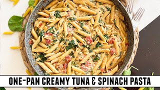 Healthy CREAMY Pasta with Tuna & Spinach | 30 Minute ONE-PAN Recipe