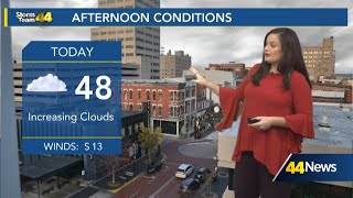 Increasing clouds and cool temperatures Monday; rain chances Christmas Eve and Christmas Day