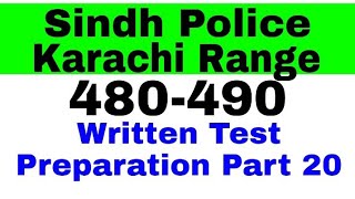 Sindh Police Karachi Range 480-490 Written Test Preparation Part 20   2022