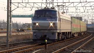 JR貨物　EF66 109号機が牽引する55ﾚ貨物列車を岸辺駅で撮影（H31.4.7)