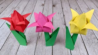 ORIGAMI TULIP | How to make paper tulip | Easy origami flower | DIY Valentine's Day Gift