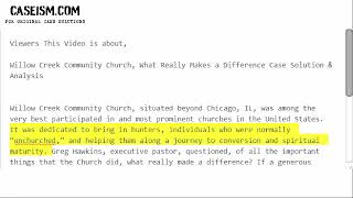 Willow Creek Community Church, What Really Makes a Difference Case Solution & Analysis