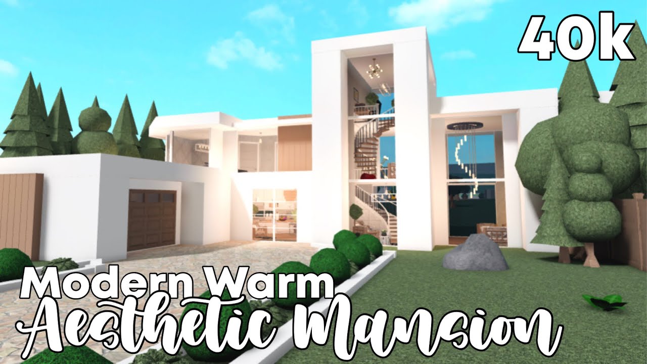 Roblox | Bloxburg: 40k Warm Modern Aesthetic Mansion - No Largeplot ...