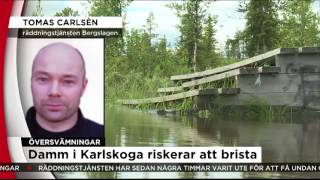 Damm riskerar att brista i Karlskoga - Nyheterna (TV4)