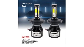 TaffLED Lampu Mobil LED COB Headlight H4 Cool White 2 PCS - 7CRS17BK